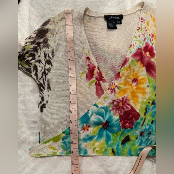 Vintage Fredini floral cropped drape cardigan silk cashmere Y2K - Picture 6 of 7